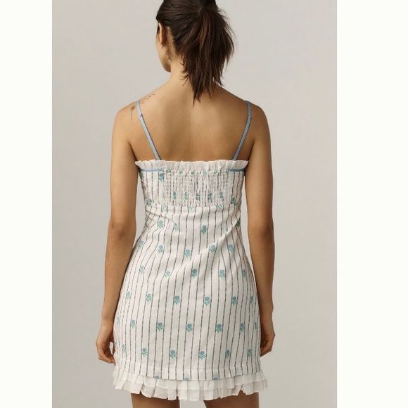 🌿|NWT| Anthropologie Jacquard Ruffle-Hem Mini Dress - Picture 3 of 11